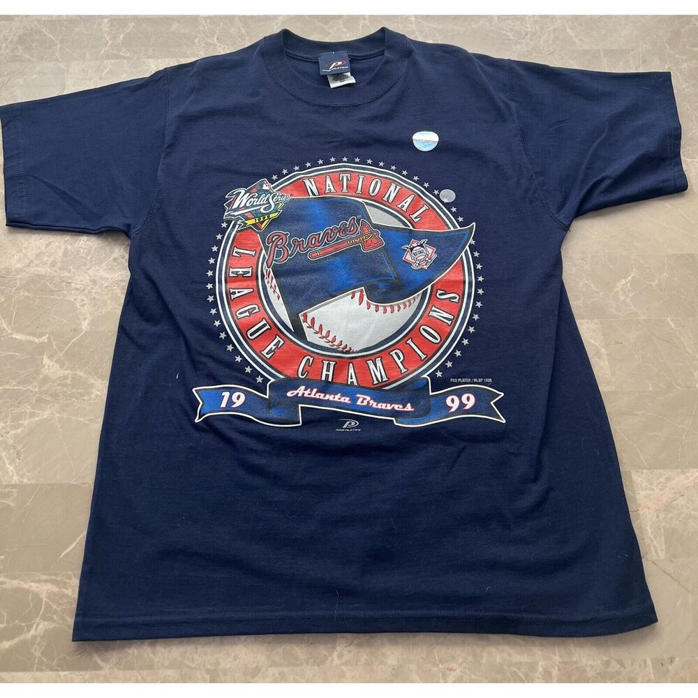 New Vintage pro player 90s 1999 Atlanta BRAVES National League Champions T Shirt